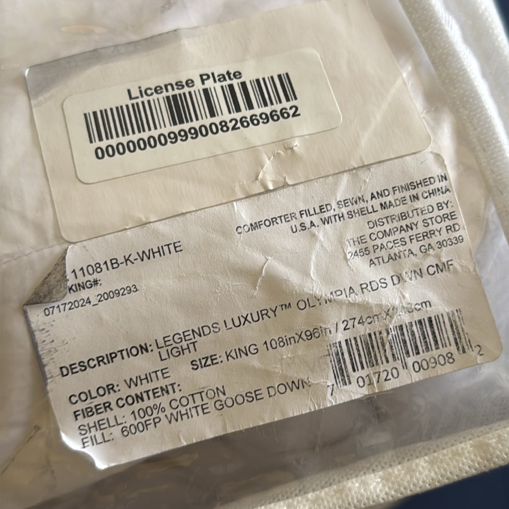 The Company Store Legends Luxury Luxe Olympia Down Light Warmth Comforter king - Picture 4 of 7